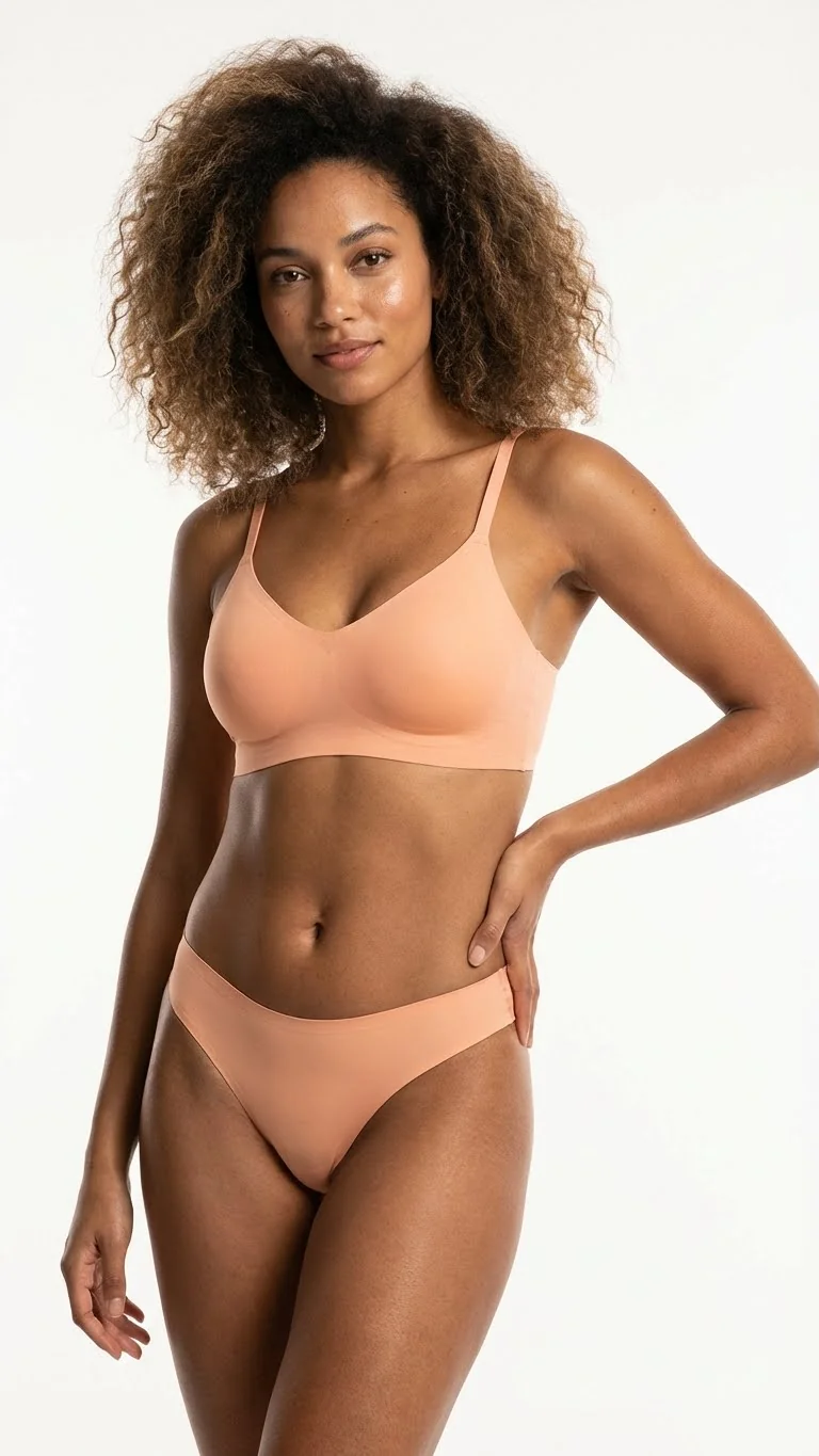 Nude Pamuk Karışımlı Tanga - Yan Görünüm